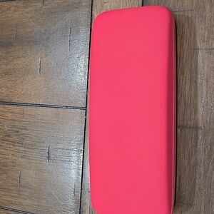 Red Eye Glass Case Sunglasses Faux Leather Lined 2 in Wide 6.5 in Length